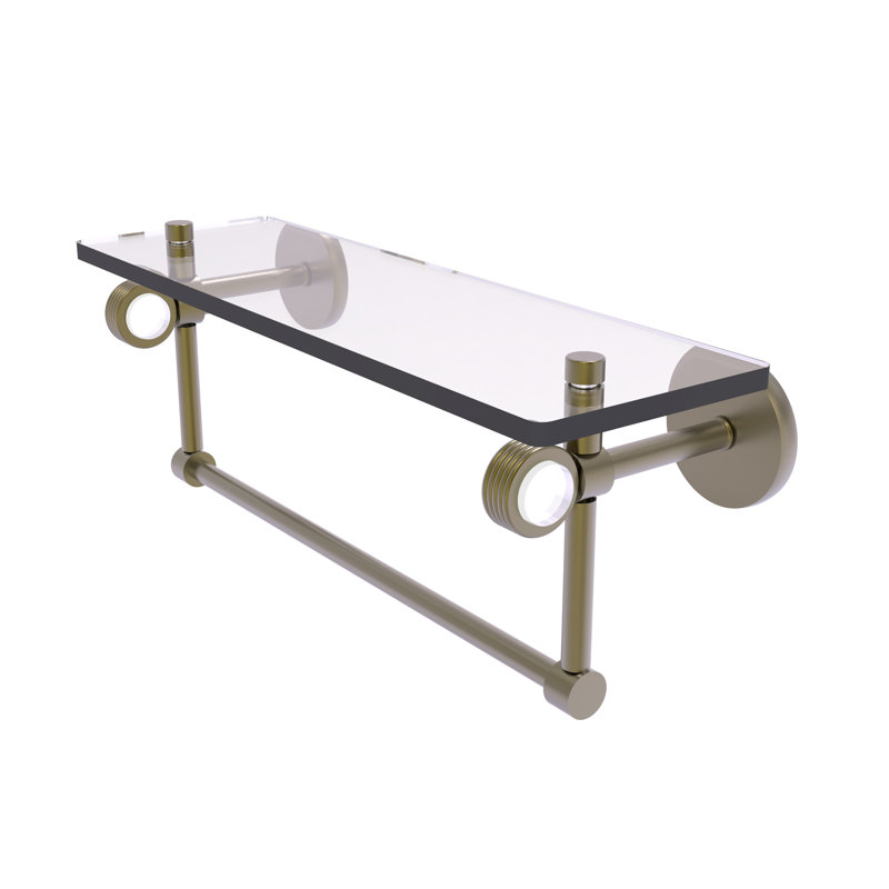 Margolis Accent Shelf with Towel Bar, Antique Brass, 6.2" H x 16" W x 5.65" D