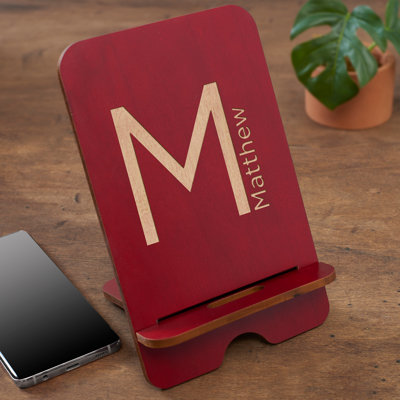 Accessoire de support pour téléphone initial en bois personnalisé