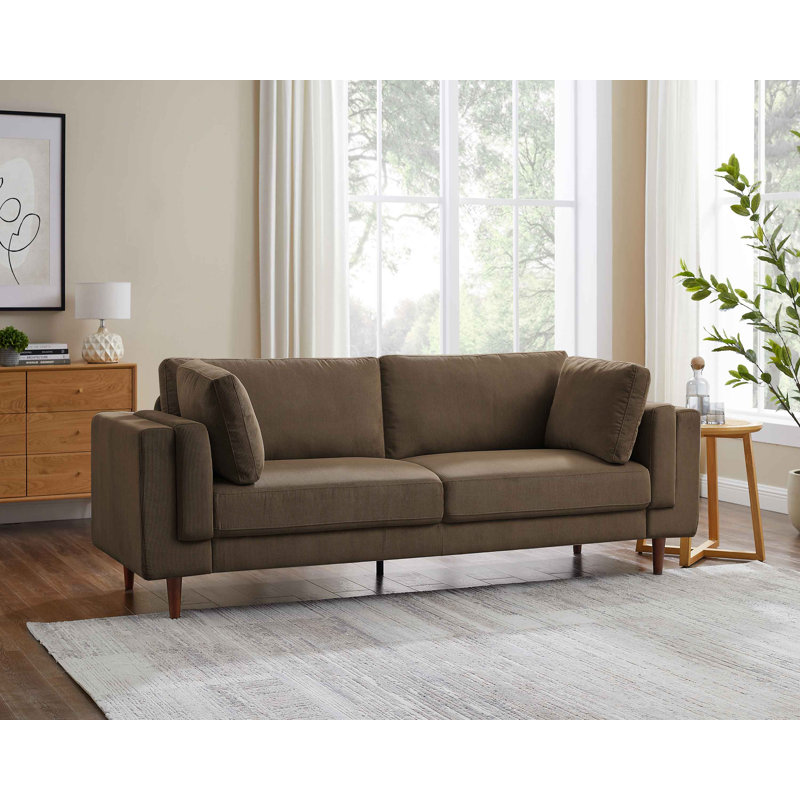 Kraz 215.9Cm Square Arms Sofa, Brown Corduroy