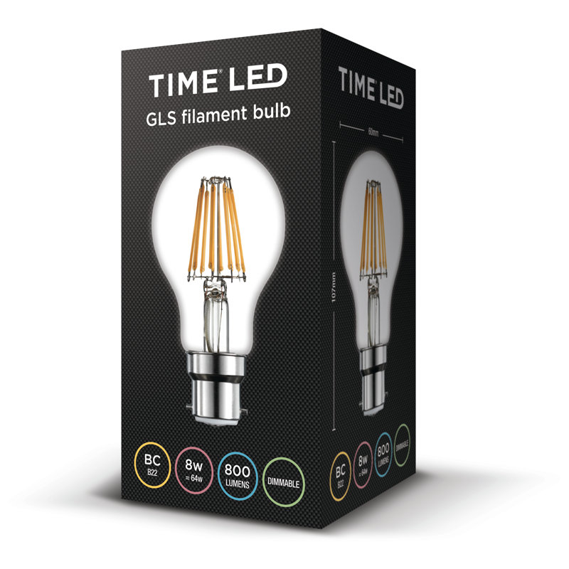 8W BA22d Dimmable LED GLS Light Bulb
