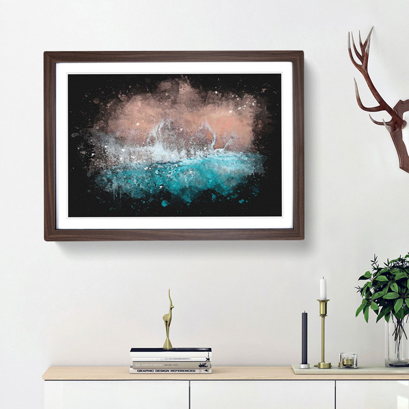 South Beach Miami Florida - Picture Frame Graphic Art, 45cm H x 63cm W x 2cm D, Walnut Framed