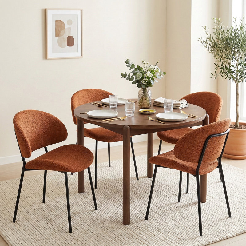 Wexley Set of 4 Velvet Dining Chairs, Burnt Orange