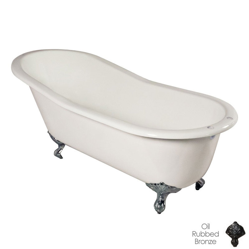 Mila 58.4'' x 30'' Soaking Porcelain Bathtub, Oil Rubbed Bronze