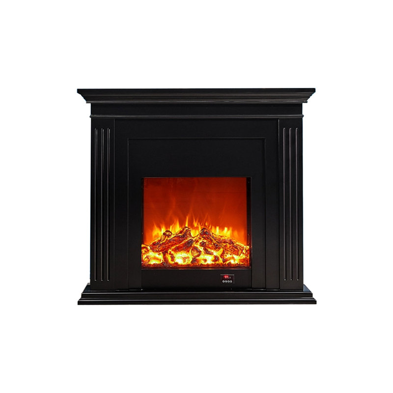 Black Manufactured Wood Electric Fireplace, Black