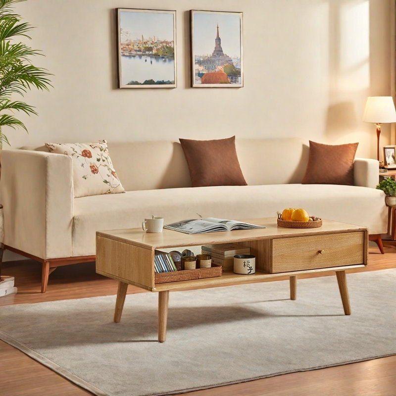 Table basse élégante avec rangement double face, Burlywood
