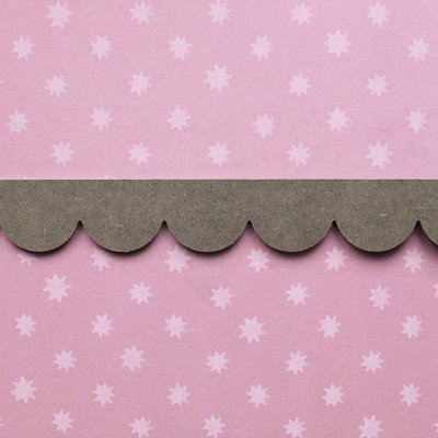 PRIMED (Pack of 2) Large Decorative Scallop Design Trim - 95 x 6cm -Edging MDF Wood (Moisture Resistant) - Dado Moulding for DIY