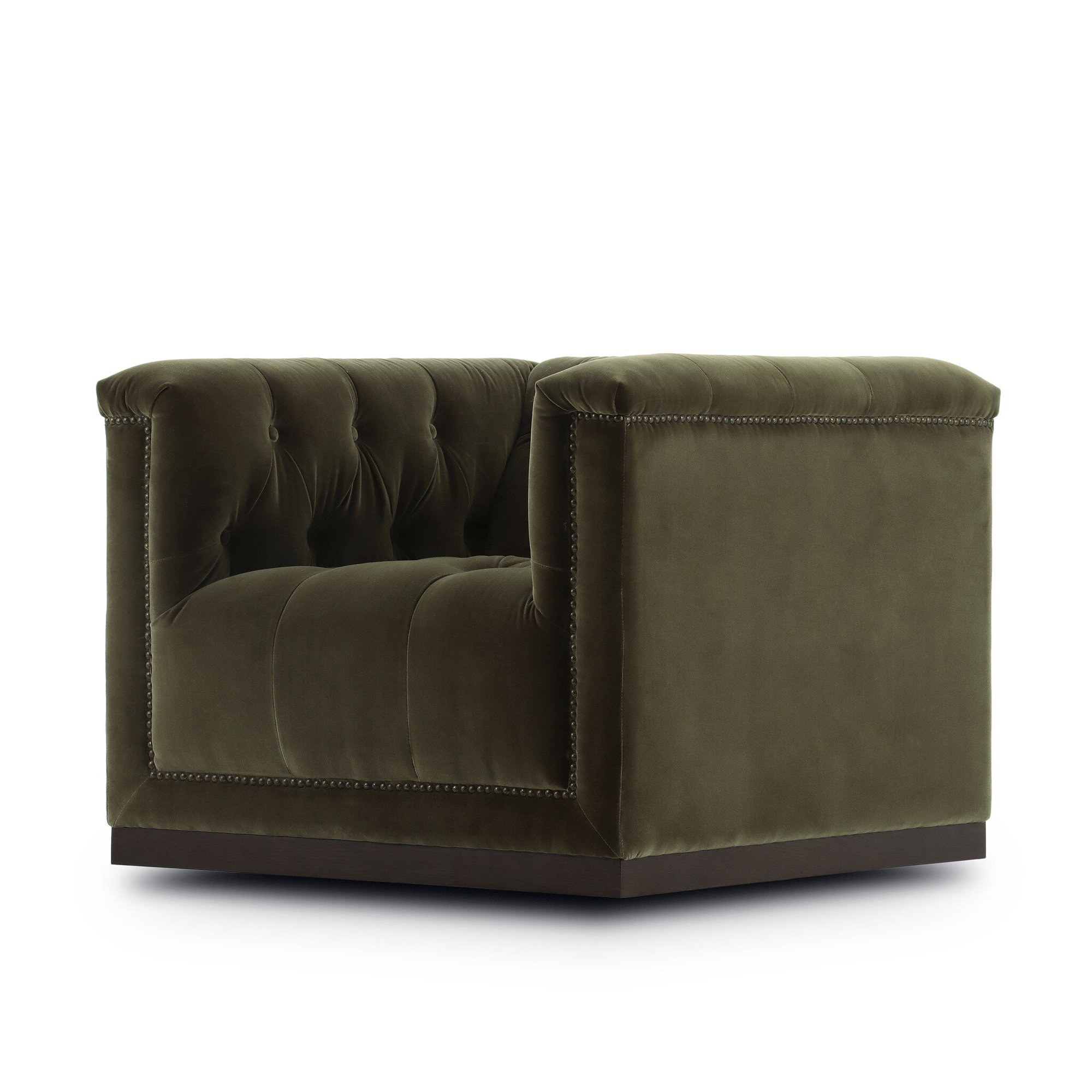 Byer Upholstered Swivel Accent Chair, Surrey Olive Velvet