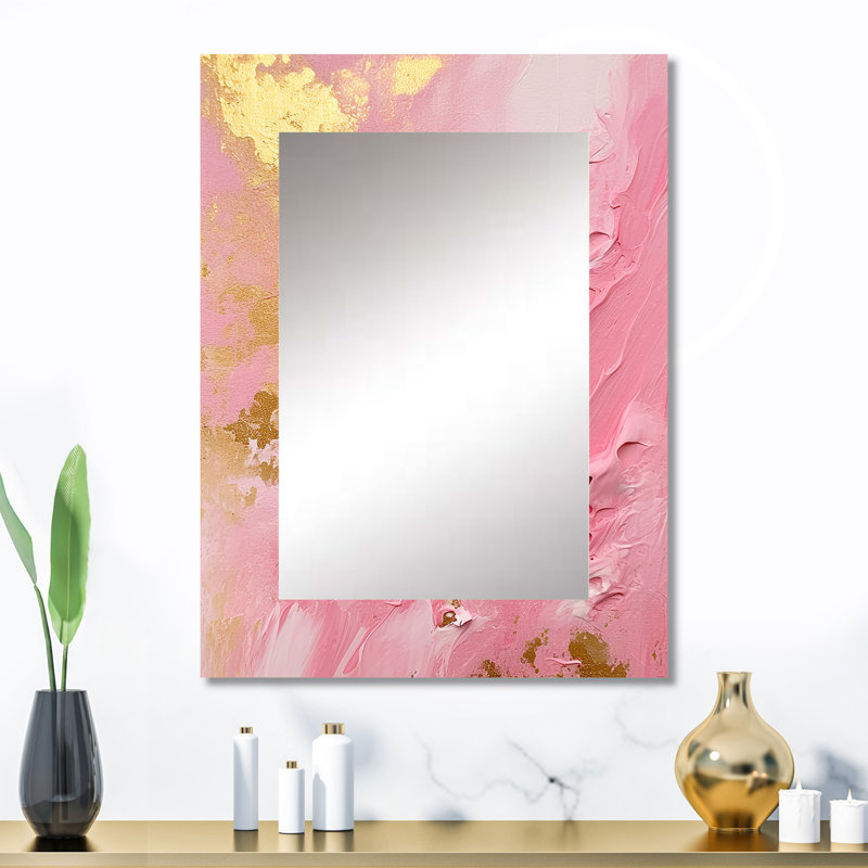 Pink and Gold Emerging Energies III - Abstract Unique Wall Mirror, Modern Mirror, Printed Metal Art, 32" x 24"
