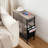 Narrow End Table with Charging Station, Flip Top Skinny Side Table-1639726432