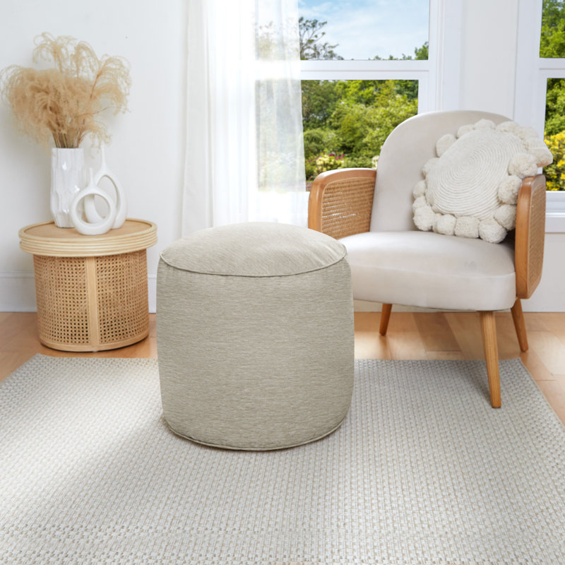 Pouf d'intérieur à texture douce kaki Jahmad, Polyester à 100 % de couleur brune