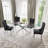 Modern Stainless Metal Base And Rectangle Glass Dining Table Set With Luxury Velvet Dining Chairs-107095948-107095949-116227952