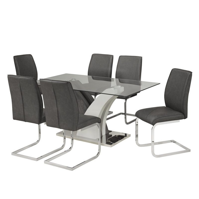 Ensemble de salle à manger 5 pièces, gris, 7