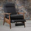 Fauteuil inclinable en cuir avec accoudoirs en bois Fremont - Noir-523024924