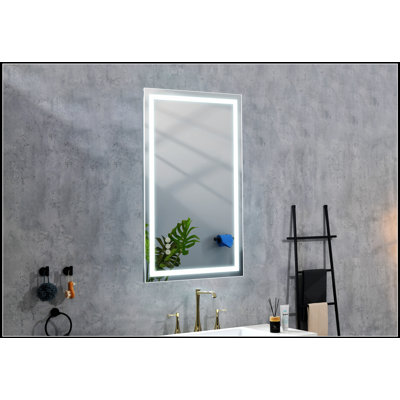 Miroir de salle de bain à DEL avec éclairage avant et arrière, grands miroirs muraux à intensité variable avec mémoire, 3 couleurs, miroir de meuble-lavabo à DEL
