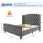 51" Tall Queen Size Bed Frame with Deep Button Tufted Wingback Headboard and Footboard, Velvet Upholstered Platform Bed Frame, No Box Spring Needed, Easy Assemble, Grey-1616804274