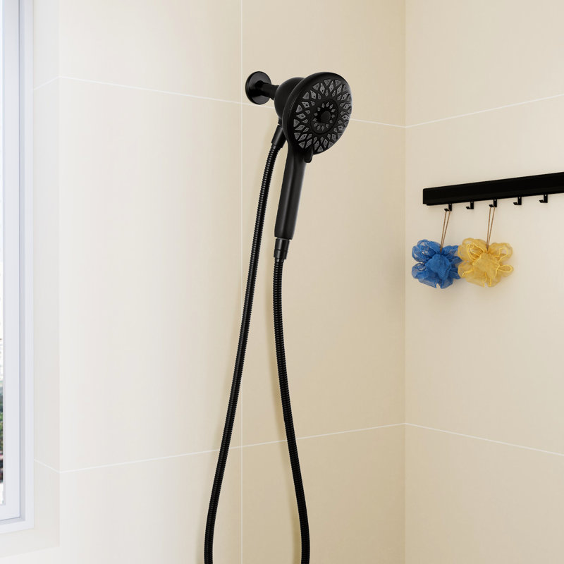 6 Spray Mode High Handheld Shower, Matte Black Design, 60 - Inch Hose, Magnetic Docking Technology For Easy Handling In Bathroom Shower Head, Options, Handheld, Metal Round Shape Even Water Spread