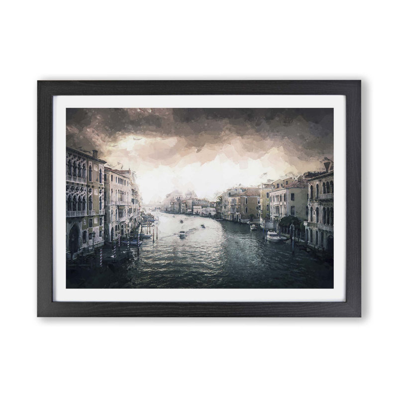 The Grand Canal in Venice Italy - Framed Print, 45cm H x 63cm W x 2cm D, Black