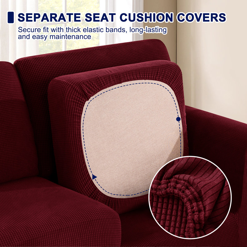 Stretch Separate Box Cushion Armchair Slipcover, Red