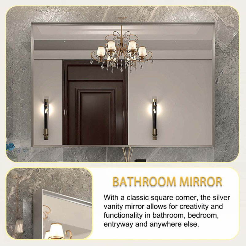 36x24inch Silver Framed Mirror
