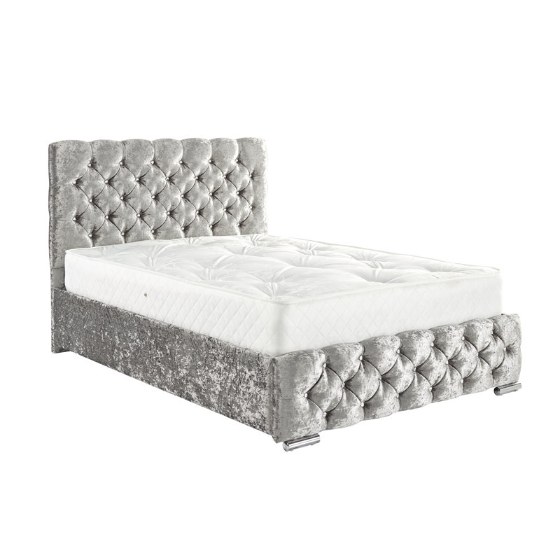 Terrence Upholstered Bed, Kingsize (5'), Bling Pewter