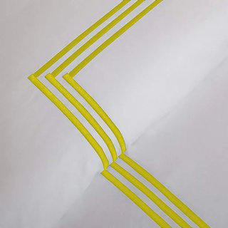 400TC Triple Embroidery Sateen Cotton Euro Sham (Set of 2), 28"H x 28"W, White/Yellow Border