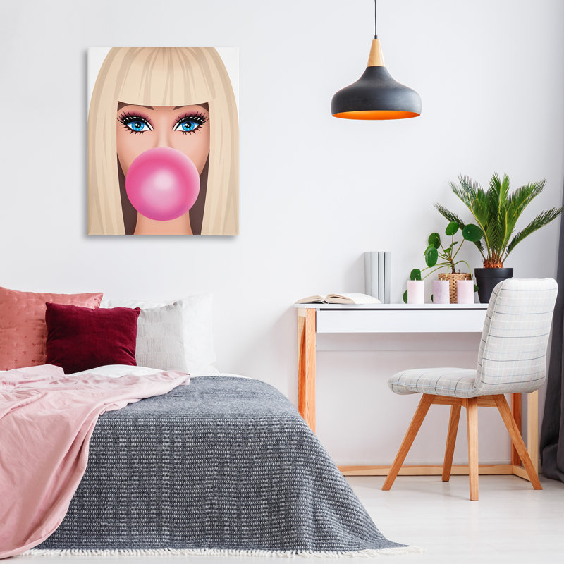 «Blonde Girl & Bubblegum» par Nataly White, H 40 po x l 30 po