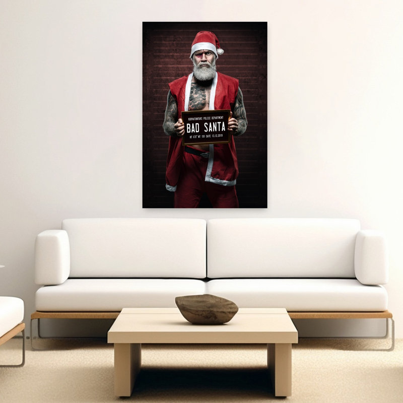 «Bad Santa Mugshot», impression murale abstraite moderne, 60" H x 40" W