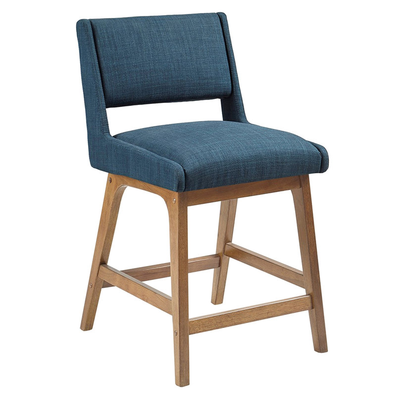 Tabouret Ink + ivy, siège rembourré de 4,75 po, repose-pieds de 6,5 po, capacité de charge de 300 lb, coussin de comptoir charmant en bois de pacane et bleu marine, pieds avec poids