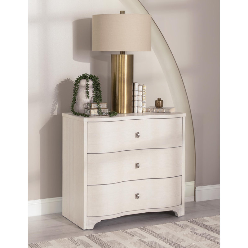 Commode de chevet en placage de bois franc et placage de frêne blanc de 34 po avec puissance intégrée Harmony, Gris