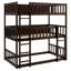 Lit superposé triple, simple au-dessus d'un lit simple, en bois d'hévéa, détachable, avec échelles pour lit scandinave, garde-corps et échelles amovibles, bois