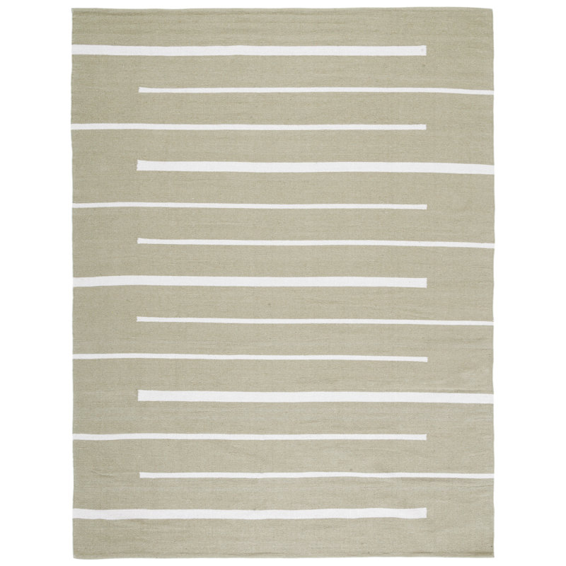 Estis Hand Woven Cotton Striped Rug, Rectangle 8' x 10'