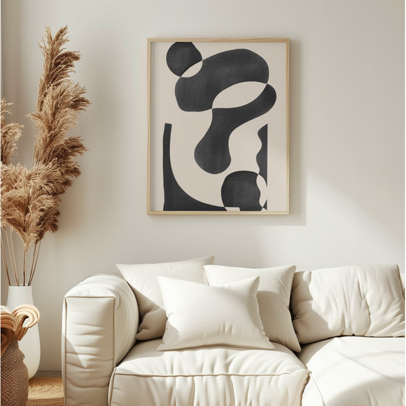 "Motif abstrait", art mural texturé encadré, Beige, H 14 po x l 10 po