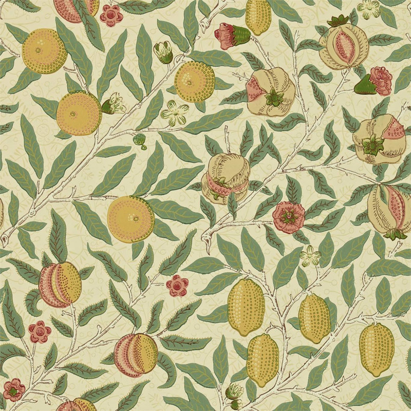 Fruit Wallpaper, Beige/Gold/Coral