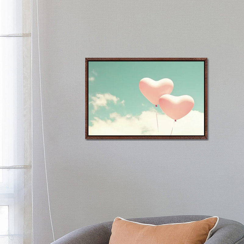 Happy Love by Caroline Mint - Print on Canvas, 66.04 cm H x 45.72 cm W, Classic Brown Wood Framed