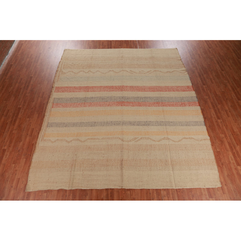 Tapis turc kilim à rayures plates tissé à plat 11 x 13