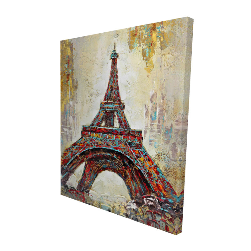 Abstract Eiffel Tower - Yellow Building Canvas for Home Decor