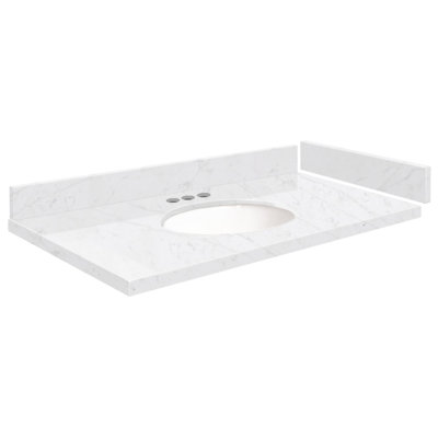 34.25 Single Vanity Top with 3 Faucet Holes -  Transolid, VT34.25x22-1OU-MWT-4