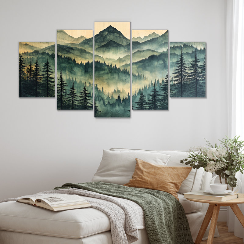 Silhouette de montagne calme I Woodlands II - montagne, décoration murale - art mural traditionnel diamant