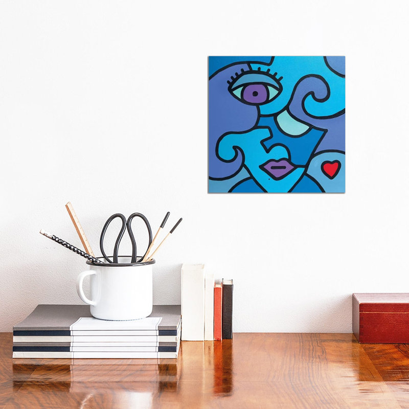 Blue Girl by Billy The Artist - Print on Canvas, 45.72 cm H x 45.72 cm W x 3.175 cm D, Wrapped Canvas