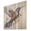Vol de colibri bleu et brun - impression de colibri sur bois-1471450025