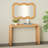 Cole And Grey Wood Handmade Ribbed Living Room Brown Console Table With Mirror Set