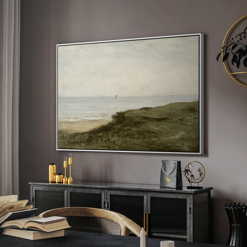 Paysage rétro - DCLV III, toile tendue avec châssis encadré, Blanc, H 27 po x l 41 po