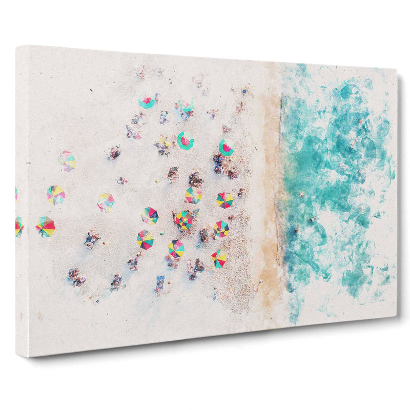 Miami Florida Beach Watercolour - Wrapped Canvas Print, 50cm H x 76cm W x 3cm D