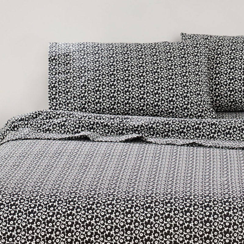 Black and White Cotton Floral Standard Pillowcase Pair