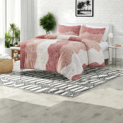 Ensembles de literie en fausse fourrure Cozy Ombre, simple / simple TG avec traitement antimicrobien
