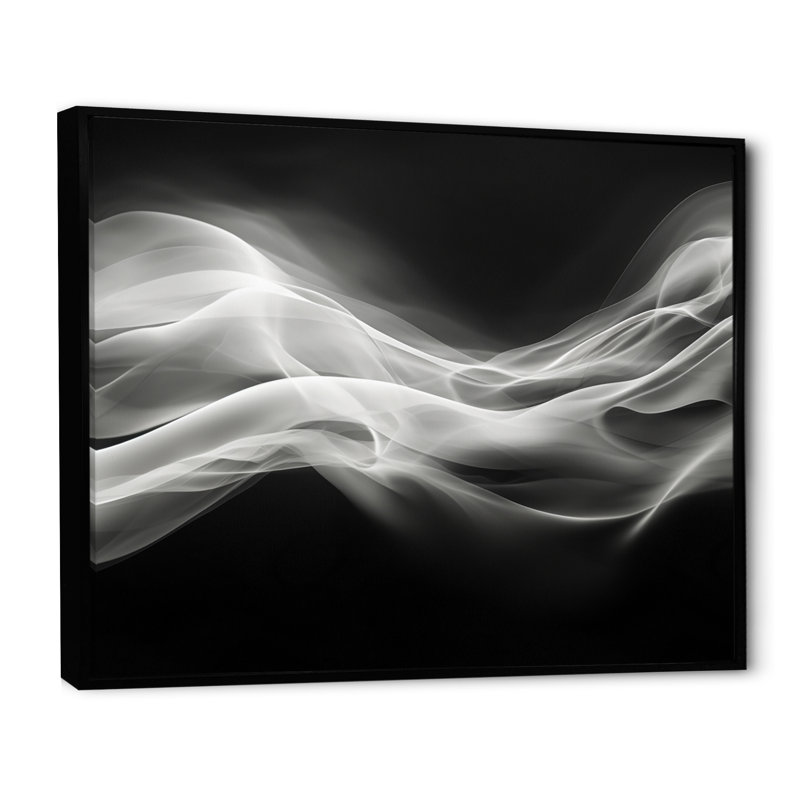 Noir blanc abstrait contemplatif III - impression, H 12 po x l 20 po x P 1 po, Cadre flottant noir