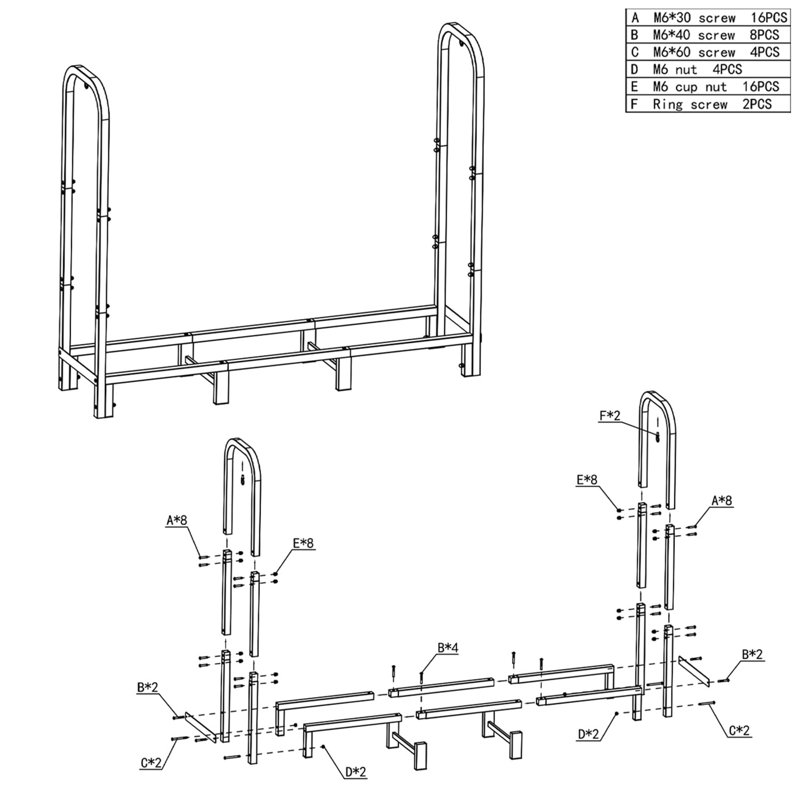 124cm W Metal Log Rack