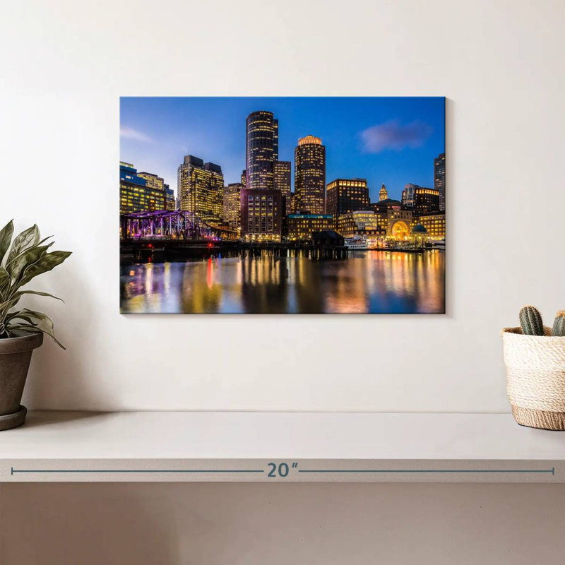 Ravi illuminé l'horizon de Boston, H 8 po x l 12 po