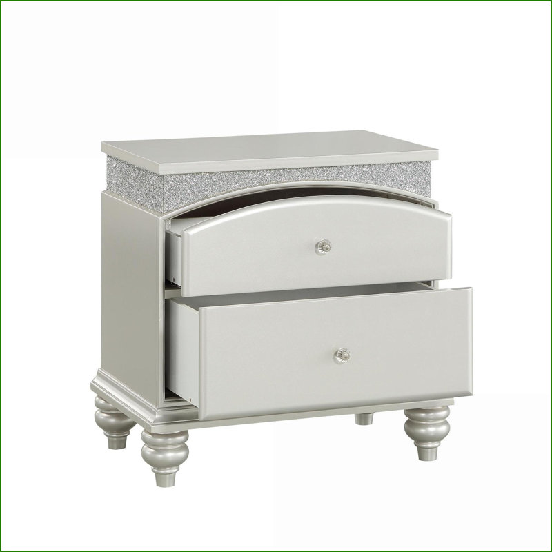 Table de chevet 2 tiroirs Maverick Platinum