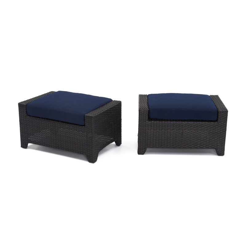 Repose-pieds d'extérieur avec coussin Sunbrella Fionnula, Toile bleu marine Sunbrella®